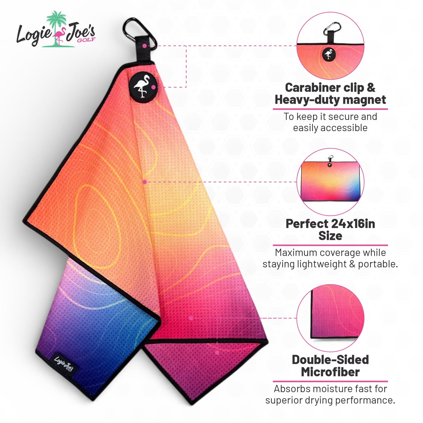 Chocolate Candy Biohazard Golf Towel | Premium Double-Sided Microfiber | Heavy-Duty Magnetic Towel with Carabiner Clip | 24 x 16 in